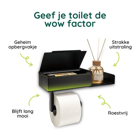 Eendoos Toiletpapierhouder met vochtige doekjesbox, matzwarte