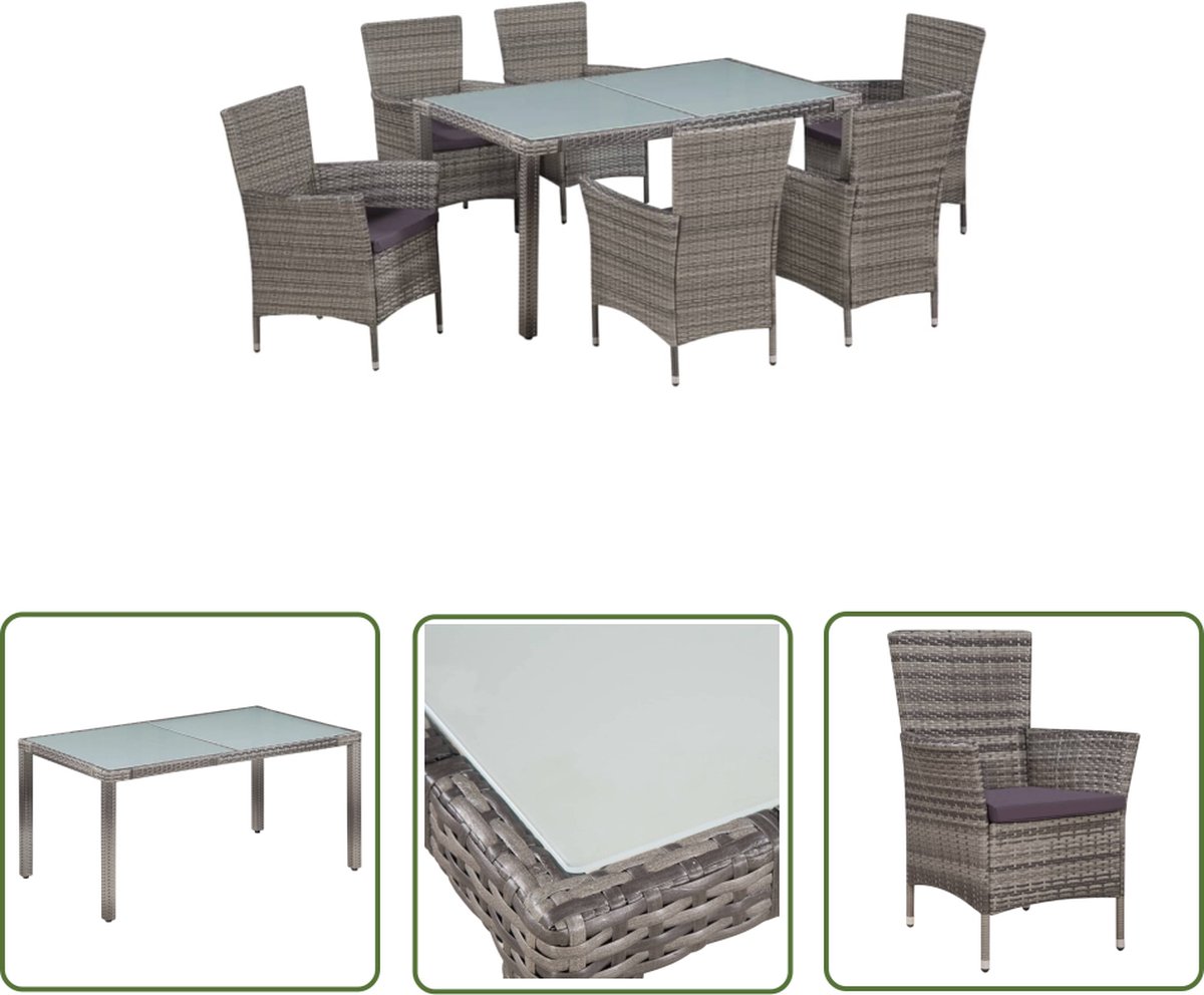 Grijze poly rattan tuinset met kussens - The Living Store outdoor meubels.