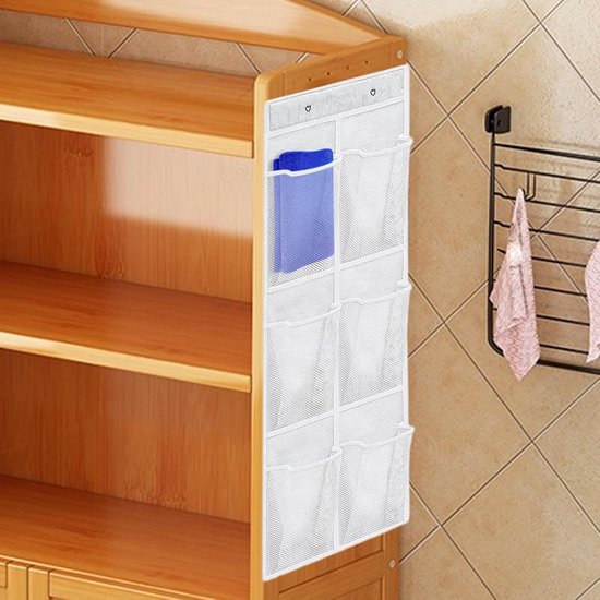 Aan de muur bevestigde opbergtas - Mesh opbergtas, kast slaapkamer opbergorganizer Aan de muur bevestigde opbergtas - Mesh opbergtas, kast slaapkamer opbergorganizer