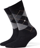 Burlington Whitby gedessineerd materiaal sokken dames zwart - maat 36-41