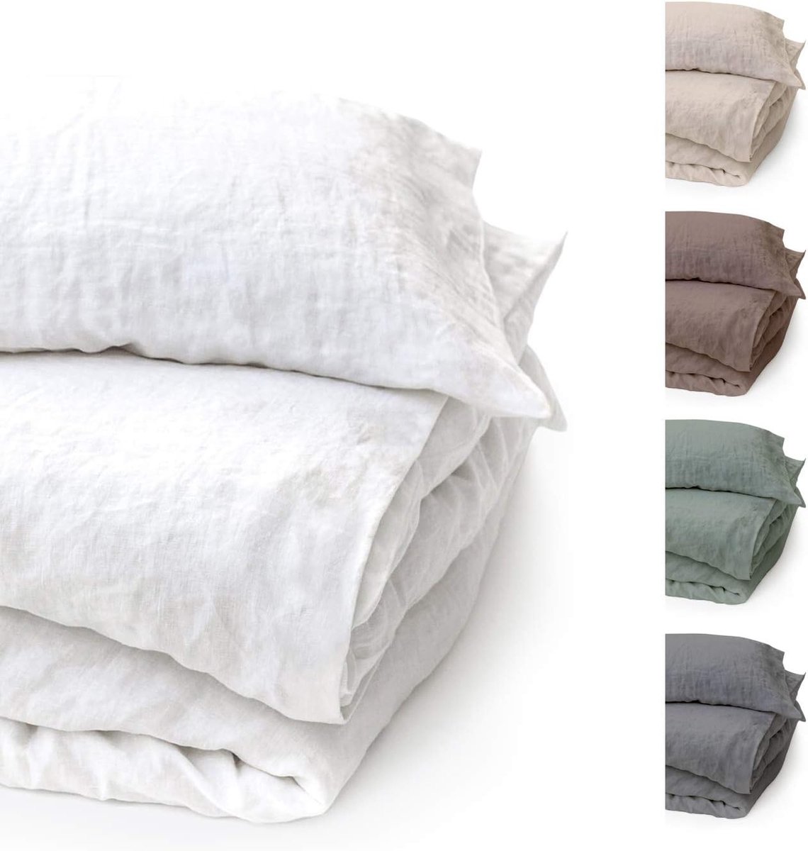 Goodivery ® Luxe Stenen Gewassen Linnen Beddengoed Set met Kussensloop en Dekbedovertrek