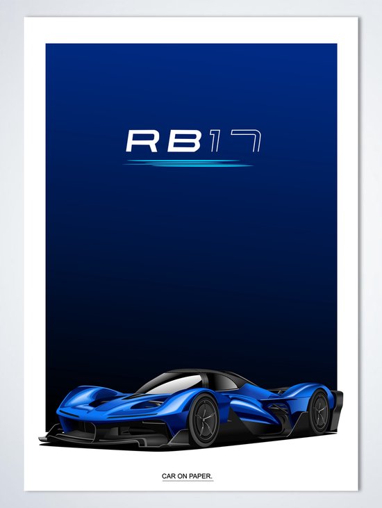 Poster RB17 Blauw 60 x 42 cm (A2) - Autoposter - Poster Kinderkamer - Auto Wanddecoratie
