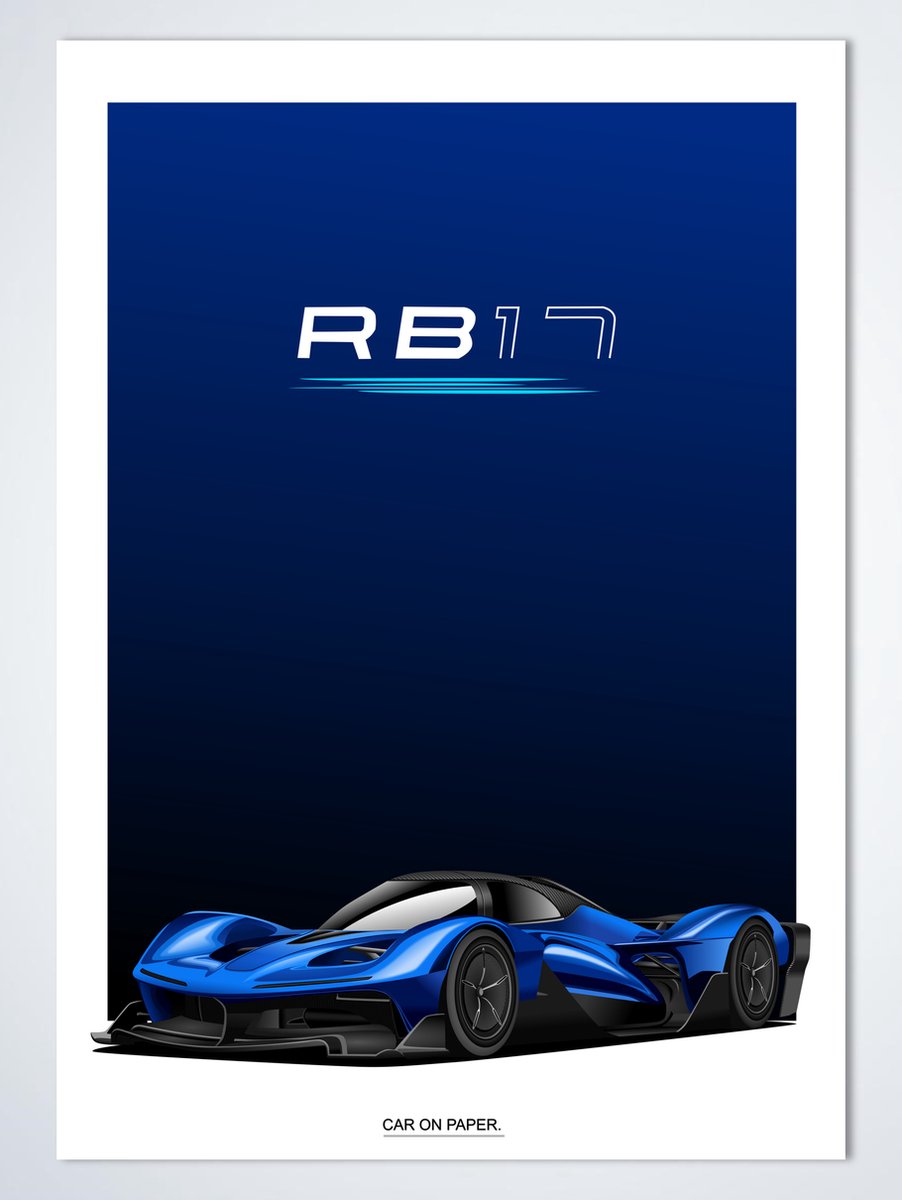 Poster RB17 Blauw 60 x 42 cm (A2) - Autoposter - Poster Kinderkamer - Auto Wanddecoratie