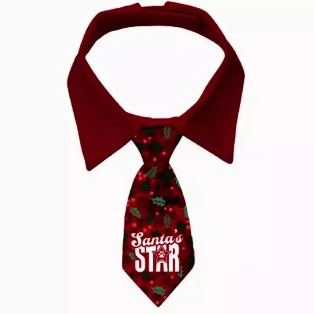 Plenty Gifts Kerst Stropdas - Honden/Katten Stropdas - Santa Star Holly - M