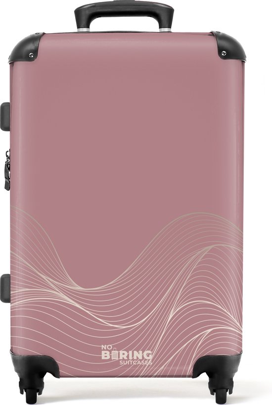 NoBoringSuitcases.com® - Grande valise Rose avec lignes ondulées abstraites - Bagage - Valise de voyage - Valise chariot - Valises 67cm
