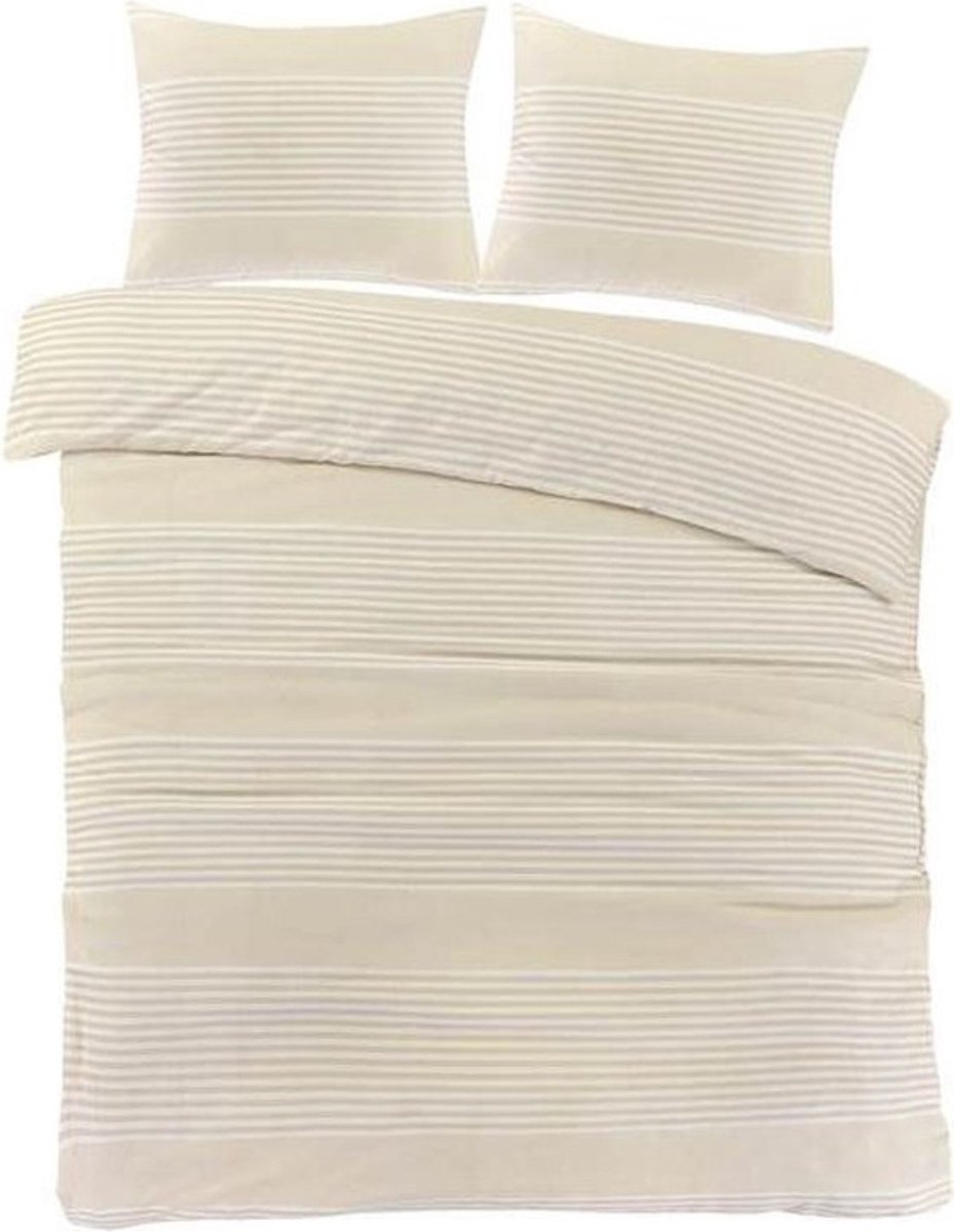 Day Dream Davos - Flanel - Dekbedovertrek - Tweepersoons - 200x200/220 cm - Beige