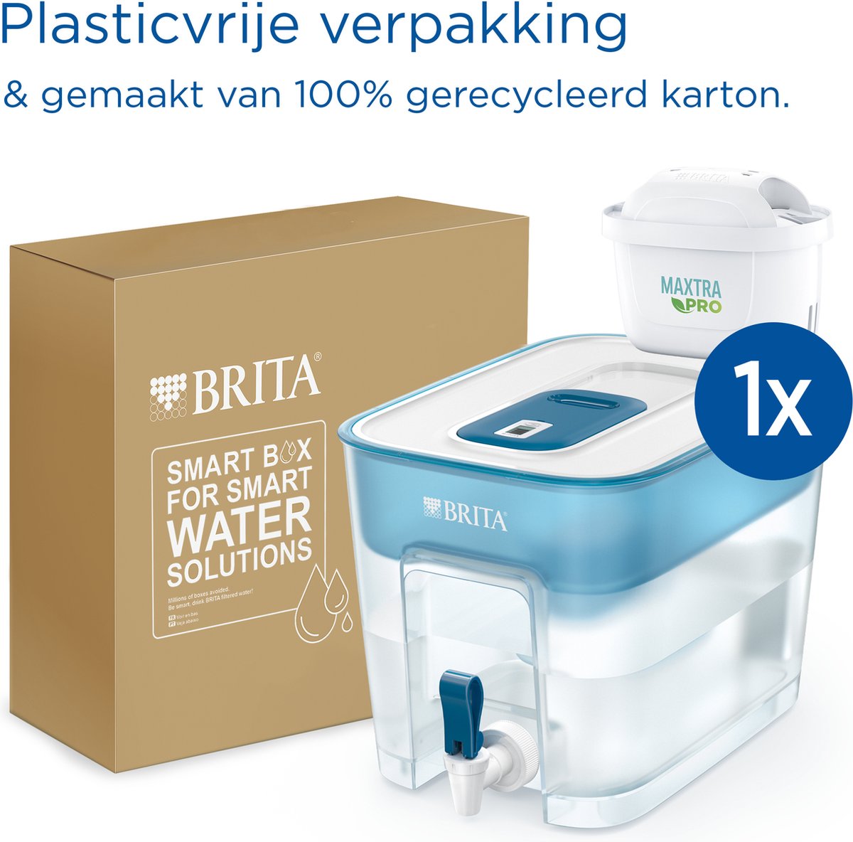 Bol.com BRITA Flow waterfiltersysteem Cool blue (8,2L) incl. 1 x MAXTRA PRO All-in-1 filter die PFAS, chloor en kalkaanslag verm... aanbieding