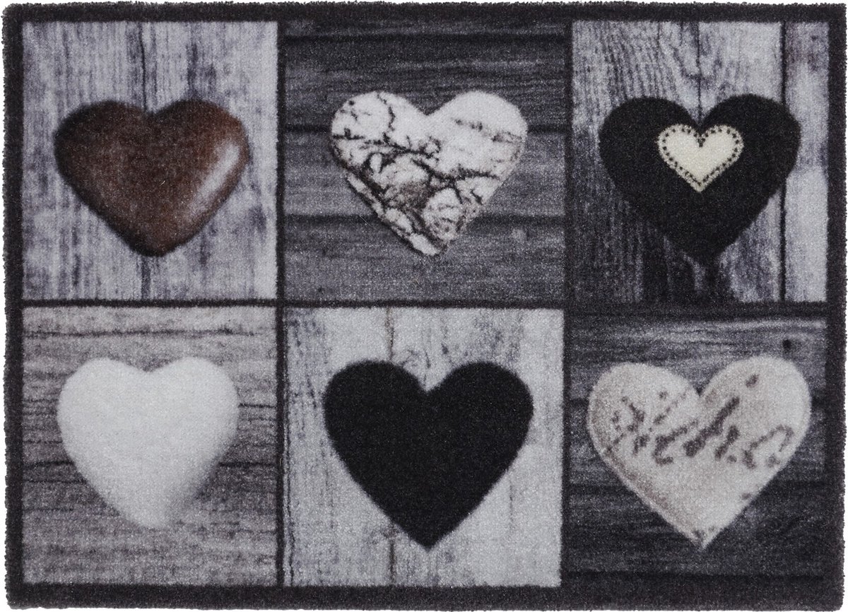 MD-Entree MD Entree - Deurmat - Schoonloopmat - Ambiance - Love Hearts - 50 x 70 cm Grijs