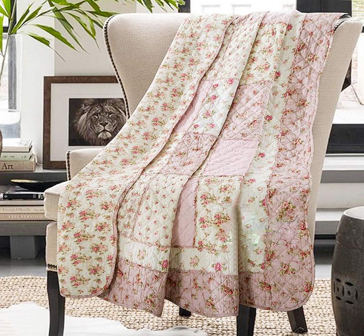 Goodivery ® Charmant en Zacht Tweezijdig Dekbed van Katoen met Bloemenpatroon voor Bank en Bed