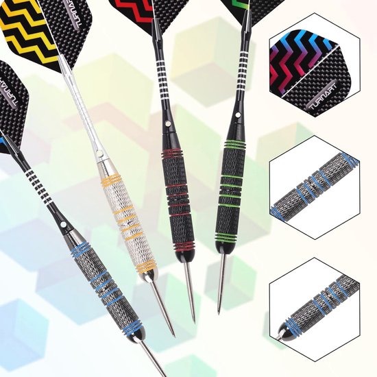 Professionele stalen dartpijlen set met 12 stuks, 24 gram en accessoires van Pro — afbeelding 4