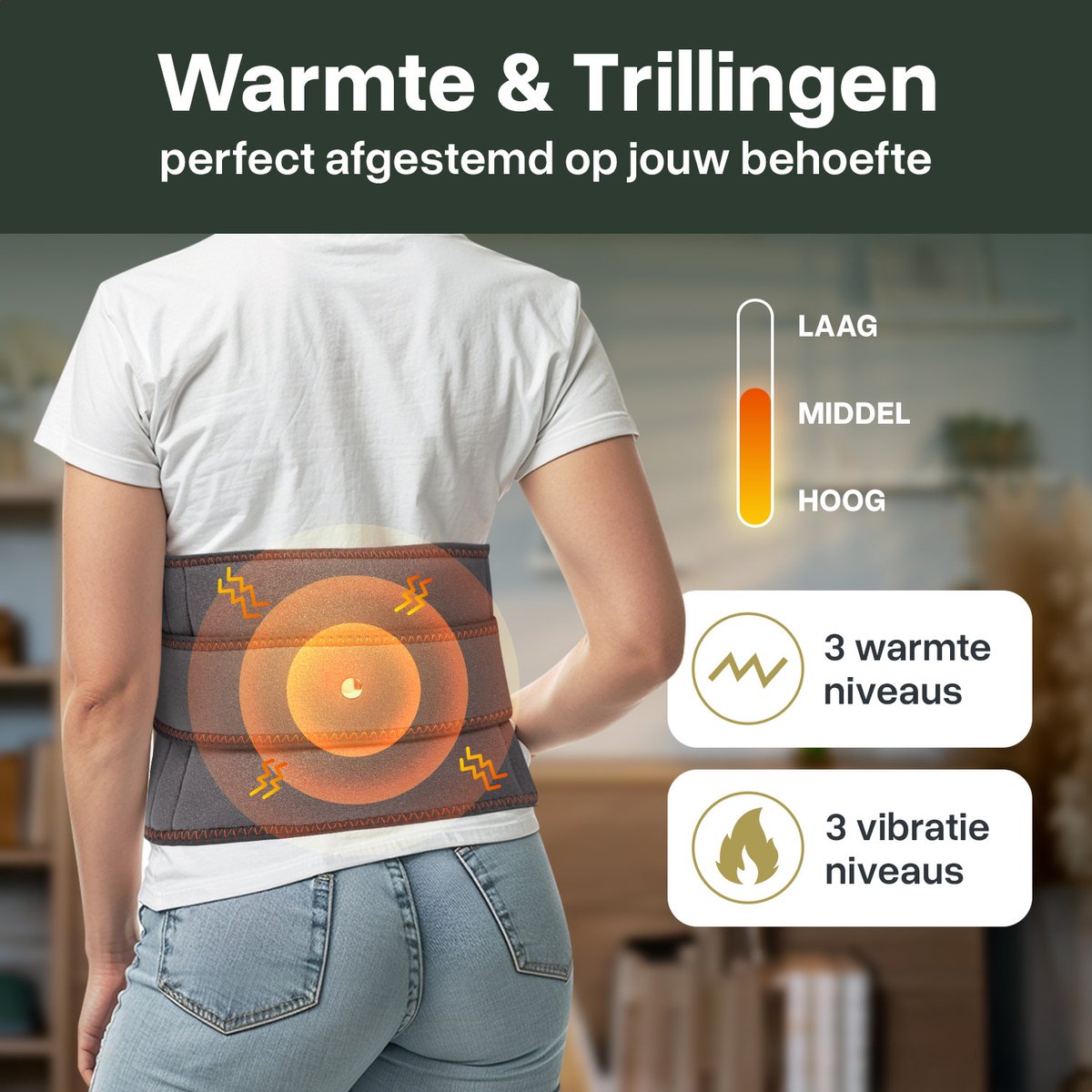 Afbeelding 2 van Jake Boss Life Tools Rug Massage Apparaat - Rugmassageband - Massage Apparaat - Infraroodtherapie - Massage Onderrug - Infrarood Licht - Warmte en Vibratie - Rugpijn - Pijnverlichting - Taille Steun