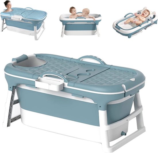 Luxe Babykussen – Baby Badmatras – Veiligheid Babykussen voor Bad – Zacht Babykussen – Opvouwbare Badkuip – Blauw