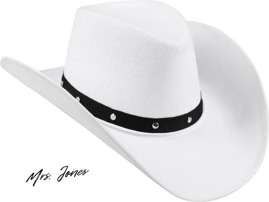Mrs. Jones Cowboyhoed Wichita Wit Vilten hoed Sheriff Wilde Westen vermomming kostuum carnaval themafeest .