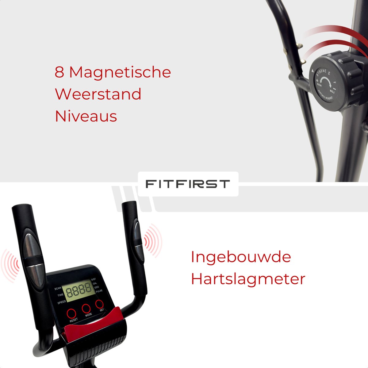 Afbeelding 3 van FitFirst Crosstrainer CR1 | Verstelbare Magnetische Weerstand | 8 Weerstandsniveaus | LCD Display | Compact & Stabiel Ontwerp | Ideaal voor Thuis Fitness