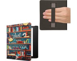 kwmobile e-reader hoesje geschikt voor Amazon Kindle Oasis 10. Generation hoes - E reader flip case met magneetsluiting - Ereader cover - bibliotheek design in meerkleurig