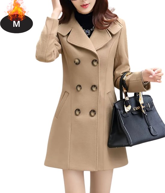 Nivard Mantel Dames - Tussenmantel - Jas - Mantelpakje - Trenchcoat - Overjas - Overcoat - Winter - Khaki - M