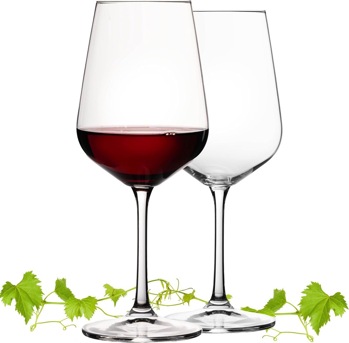 Crrynuo Wijnfles Glas - Groot Wijnglas - Korte Bordeaux Cup - 600 ml - 2 Stuks