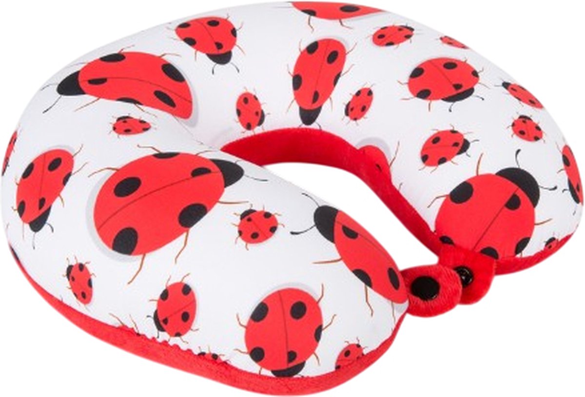 Kuschelmaxx Nekkussen - Reiskussen vliegtuig - Lieveheersbeestje print - Stevig & zacht - Mooie print - Gevuld met microgranulaat - Vormvast & wasbaar - Ideaal voor op reis - Koele & warme zijde