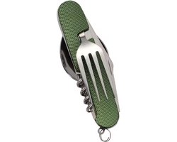 CHPN - Inklapbaar bestek - Survival Bestek - Blikopener in één - Groen - Campingbestek - Multitool - Survival gereedschap - Kamperen - Survivallen - Universeel