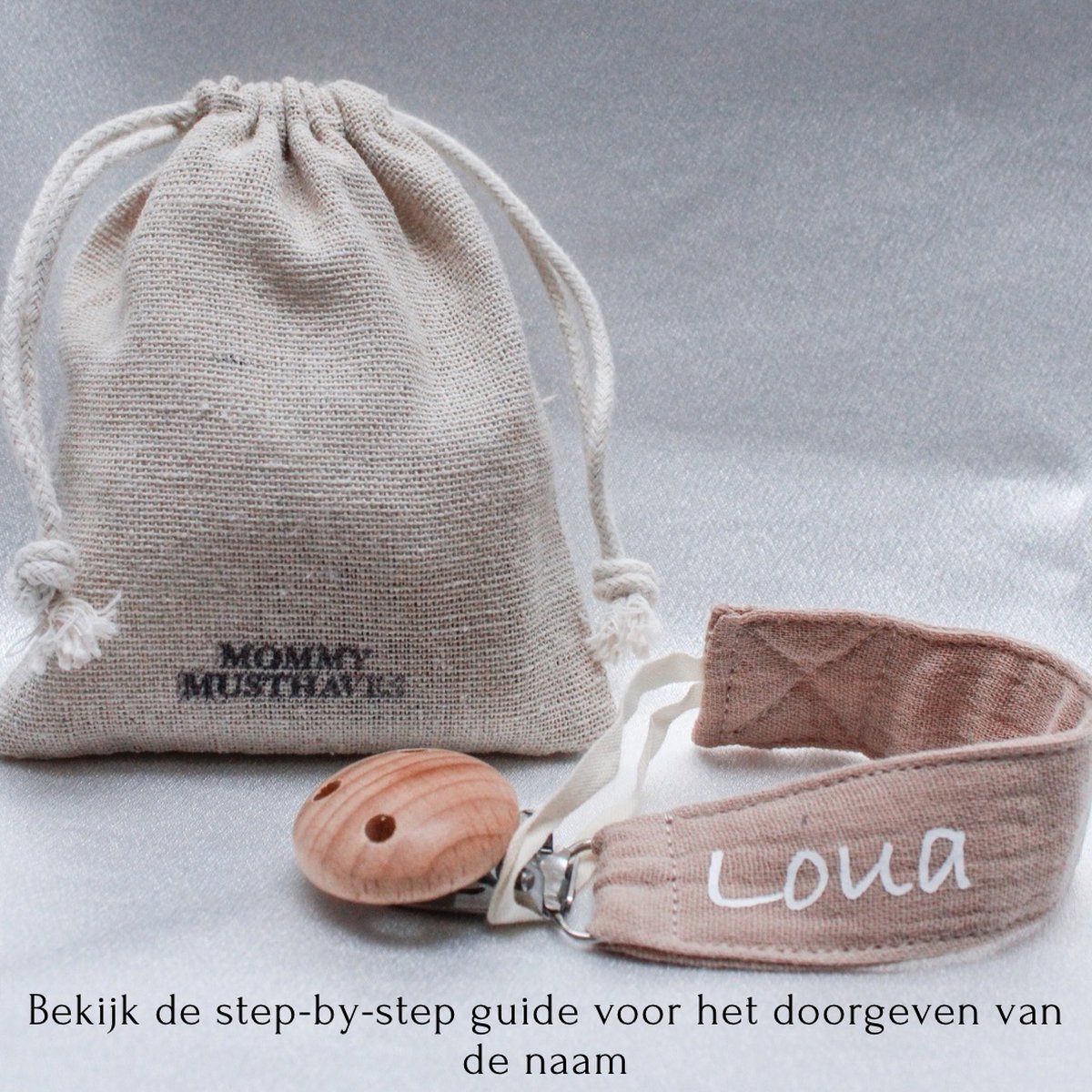 Goedkoopste Speenkoord met naam - katoen - Taupe - houten knop - speenketting met naam - baby - gepersonaliseerd kraamcadeau - stof - jongen - meisje - fopspeen - accessoires baby - speenkoord katoen - ZIE BESCHRIJVING VOOR HET DOORGEVEN VAN DE NAAM