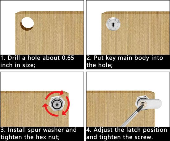 8 stuks - Brievenbusslot - Locker slot - Meubel slot - Lade slot - Deurslot - 25 mm - zinklegering - zilver - Met 16 Sleutels
