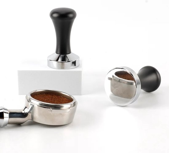 Lambda Coffee Tamper station 51-58 mm for barista made of acacia wood I made of wood for preparation with sieve carrier machine or espresso machine tamping station