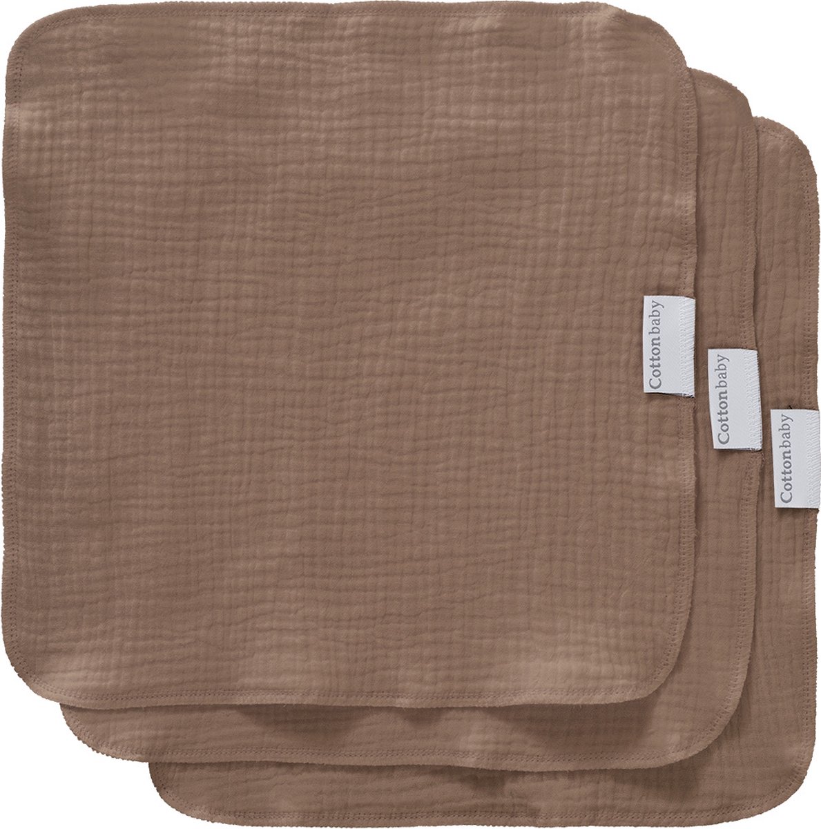 Goedkoopste Cottonbaby spuugdoekjes - per set van 3 stuks - katoenen hydrofiel - latte