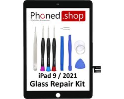 Phoned® Scherm Reparatiekit geschikt voor Apple iPad 9 / 2021 / A2602 / A2604 Hoge Kwaliteit Digitizer Scherm Display Glas Touchscreen | Inclusief Tools | 10,2 inch | Zwart | Inclusief Handleiding | Phoned
