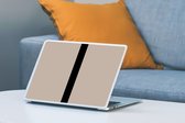 Laptop sticker - 14 inch - Beige - Zwart - Streep - Minimalistisch - 32x5x23x5cm - Laptopstickers - Laptop skin - Cover