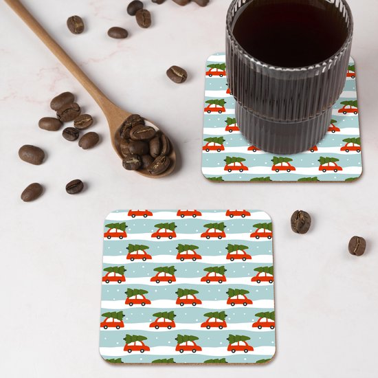 Sous- Sous-verres - Noël - Sapin de Noël - Neige - 10x10 cm - 6 pièces