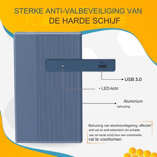 White-label Harde Schijf Extern - Draagbare - 500GB Opslag - Zwart van Merkloos — afbeelding 5