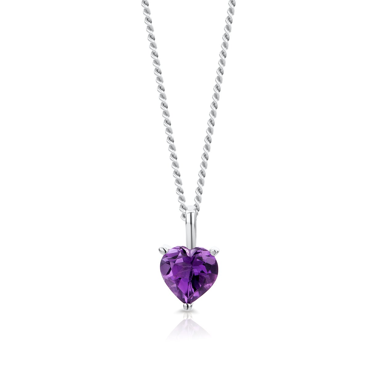 Miore Pure Collier Ketting – 9 Karaat - Zilverkleurig - met Amethist