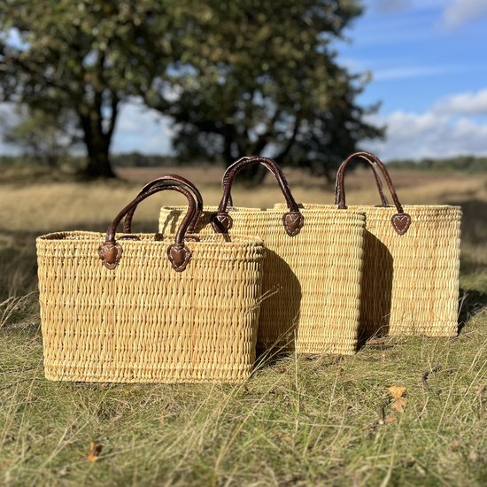 Bohemida - Bohemian Handgevlochten Dames Tas/Shopper - Faria L - Palm Raffia - Strandtas - Rieten Tas Boodschappen