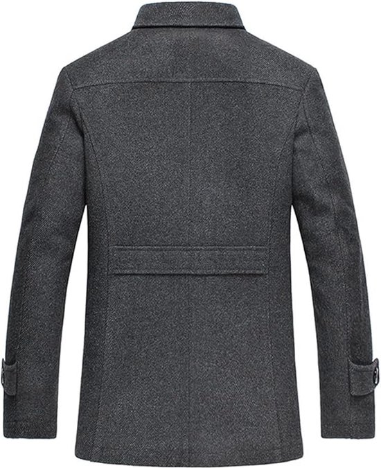 Trenchcoat heren windjack sweatjack winterjas vrijetijdsjas herenjas knielange winterjas wollen jas trench coat overgangsjas warm gevoerd casual business jas met capuchon, zwart, S