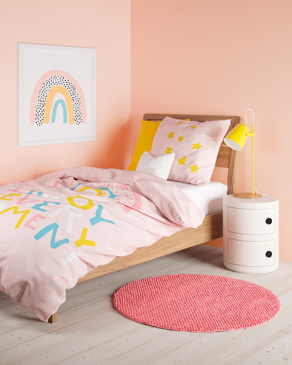 Mistral Home - DEKBEDOVERTREK - katoen renforcé - 140 x 200 cm + 65 x 65 cm - eenpersoons - tekening - roze - Voor kinderen