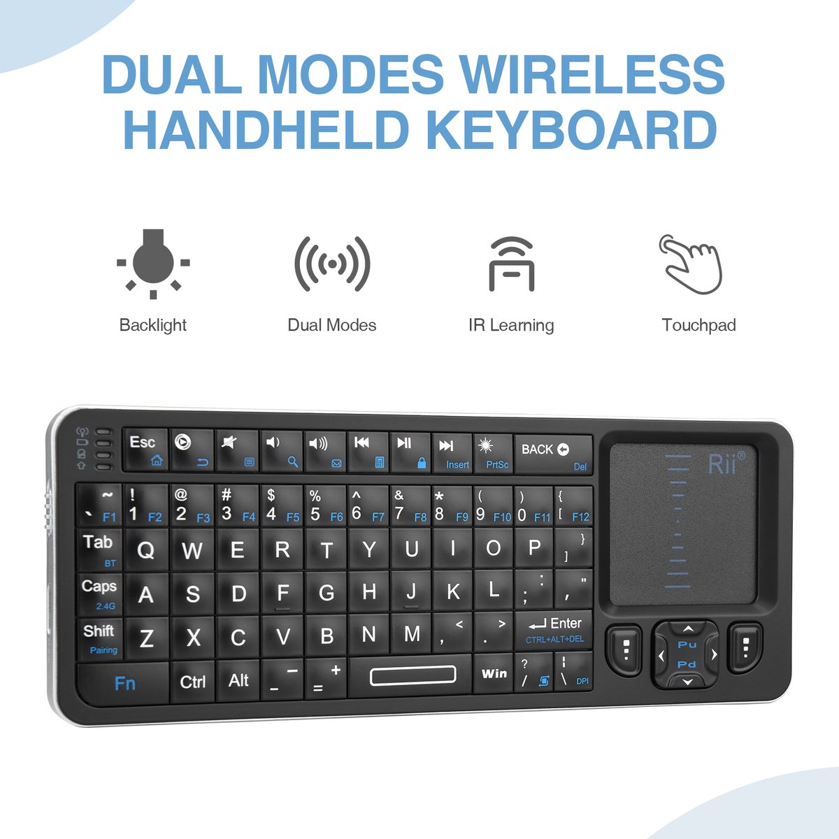 HP Rii K06 Mini: Compact Wireless Keyboard met Touchpad thumbnail 6
