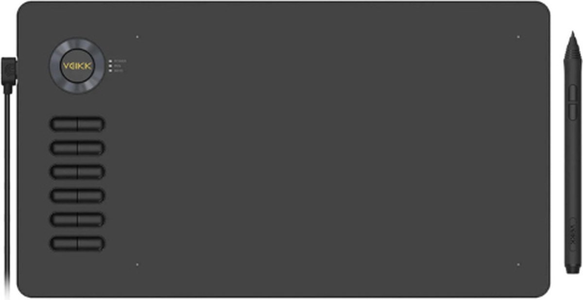 Tekentablet - grafische XL teken tablet - Batterij vrije pen - 12 sneltoetsen - tekenhandschoen - 10x6 inch - 5080 Lpi - Grijs