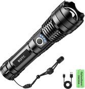 Bol.com BOTC Oplaadbare LED Zaklamp met Opbergkoffer - Inclusief Opladerbare 26650 Batterij en Kabel - Duurzaam en Waterdicht - ... aanbieding