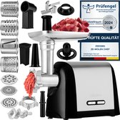 Zeegma Molen Chef - Elektrische Vleesmolen - Professionele Gehaktmolen 10in1 - 180 kg/u - 1900W - Voor alle soorten vlees - RVS - Metalen bak en behuizing