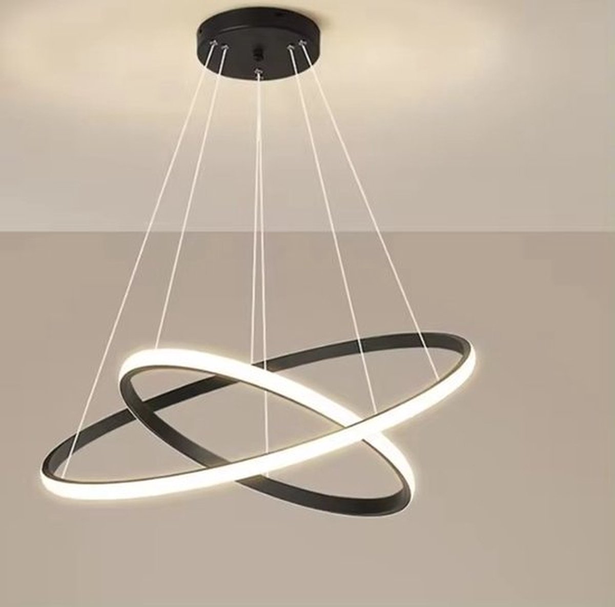 LED Hanglamp Ring-Luxe Moderne LED- 2-lamps- Ø 40cm bij Ø 60cm-Hanglampen- 3-Kleur Standen- Met Verstelbare Hoogte-Woonkamer Lamp-Eetkamer Lamp