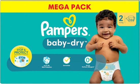 Pampers Baby-Dry luiers - Maat 2 - 124 luiers (4-8 KG)