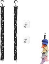 AMZOK Hoedenrek voor kast opknoping organizer Fedora, 2 Pack 10 Planken Organisatie, Cap Opslag Cowboy Brede Rand Zonnehoed XL Houder Eenvoudig te installeren (zwart