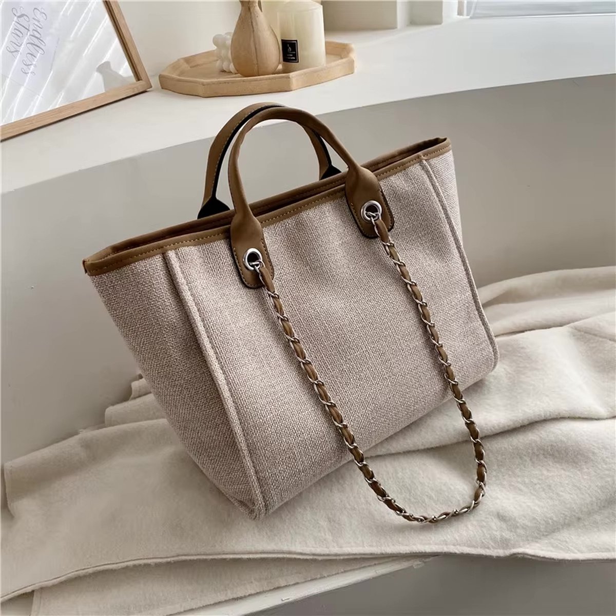 Dames tassen - Designer Handtas - Tote Schoudertas - Grote Capaciteit (Kaki)