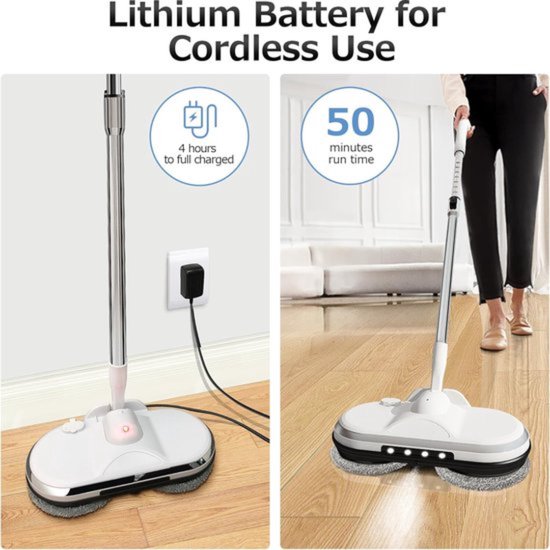 Draadloze elektrische vloerwisser, 150 omw/min, 400 ml