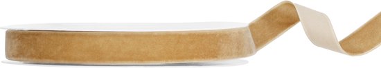 Ruban de velours doré, 15 mm de large, sur un rouleau de 10 mètres.