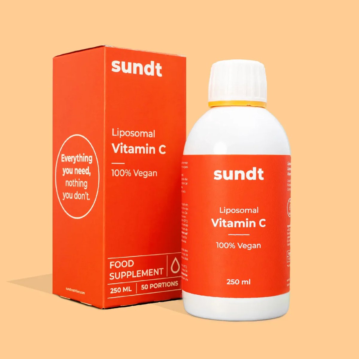 Goedkoopste SUNDT Nutrition - Liposomale Vitamine C - 250ml - Ondersteunt Immuniteit, Collageenproductie & Antioxidant Bescherming - Vegan - Glutenvrij - 50 Doseringen