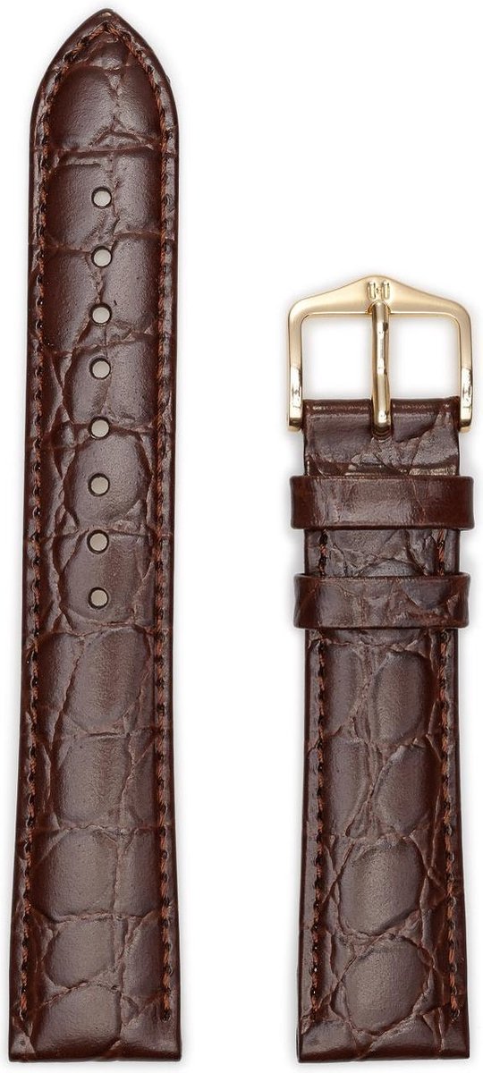 Hirsh Horlogeband - Crocograin Donkerbruin - Leer - 14 mm