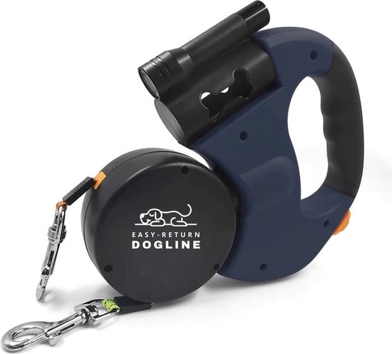 Dubbele intrekbare hondenriem voor 2 honden met licht, 3 meter, 360° uittrekbaar met comfortabele, ergonomische handgreep