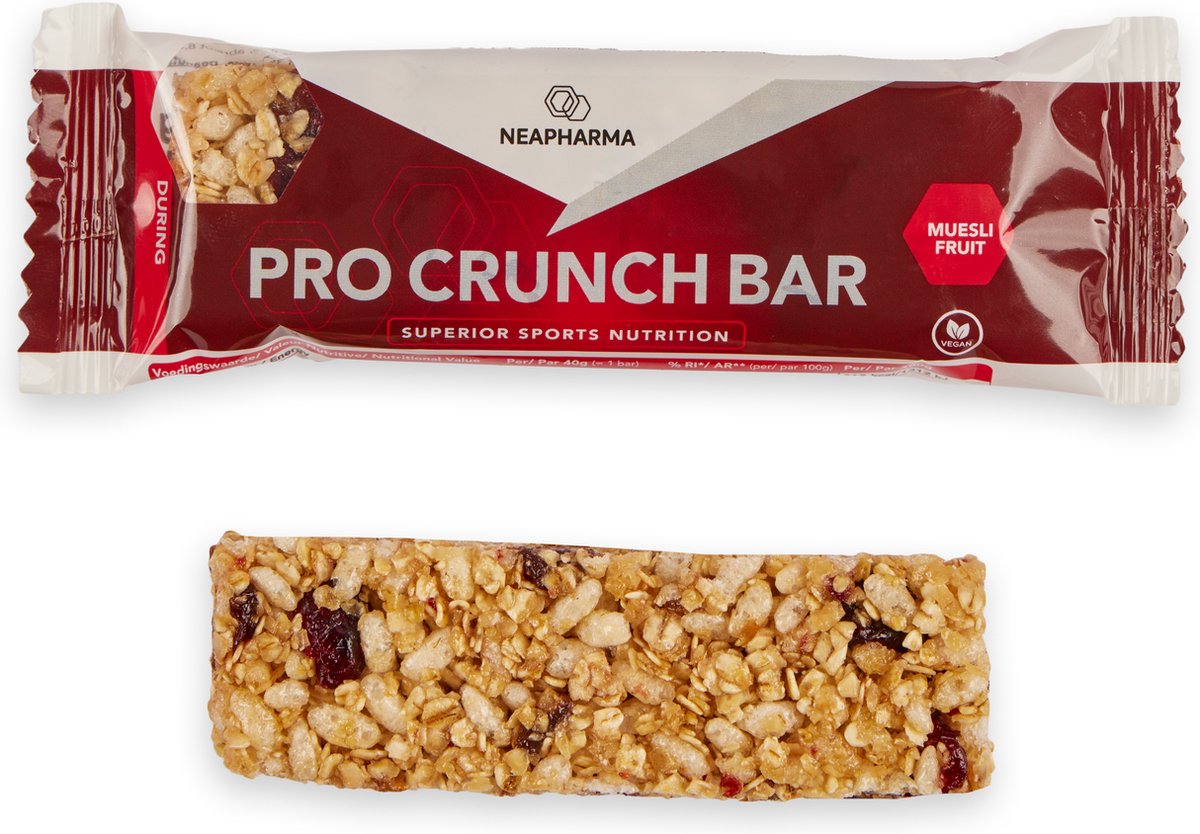 Goedkoopste Neapharma Pro Crunch Bar - Energiereep - Powerbar - 33 koolhydraten in 2 1 ratio - Laag in vet - Langdurige Muesli werking - per 12