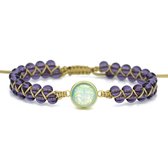 Marama - armband Marly Opaal-Amethist - damesarmband - paarse en blauwe edelstenen - verstelbaar - gevlochten vegan waxcord - one size fits all